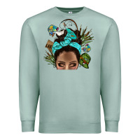 Seafoam Lake Camping Afro Messy Bun Bbs Premium Sweatshirt - BundleAndBundleShop