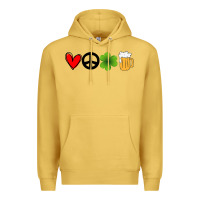 Antique Gold Funny St Patricks Day Love Peace Clover and Beer Premium Hoodie - Bettercallsaul