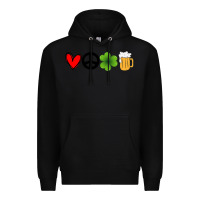 Black Funny St Patricks Day Love Peace Clover and Beer Premium Hoodie - Bettercallsaul