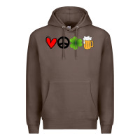 Coffee Funny St Patricks Day Love Peace Clover and Beer Premium Hoodie - Bettercallsaul