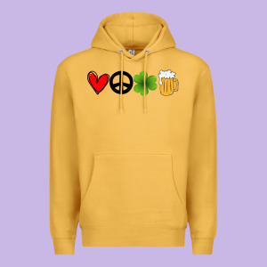 Funny St Patricks Day Love Peace Clover And Beer Premium Hoodie Designed By Bettercallsaul