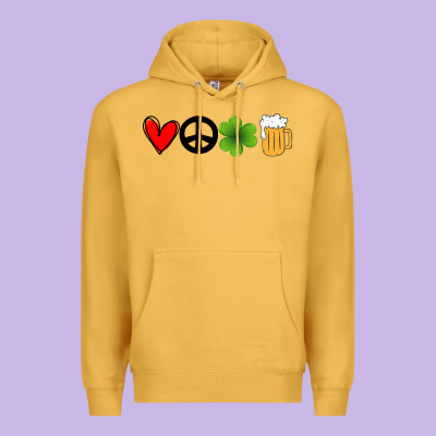 Funny St Patricks Day Love Peace Clover And Beer Premium Hoodie Designed By Bettercallsaul