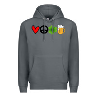 Rock Funny St Patricks Day Love Peace Clover and Beer Premium Hoodie - Bettercallsaul