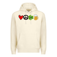 Sandshell Funny St Patricks Day Love Peace Clover and Beer Premium Hoodie - Bettercallsaul