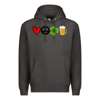 Smoke Funny St Patricks Day Love Peace Clover and Beer Premium Hoodie - Bettercallsaul