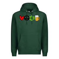 Sports Green Funny St Patricks Day Love Peace Clover and Beer Premium Hoodie - Bettercallsaul