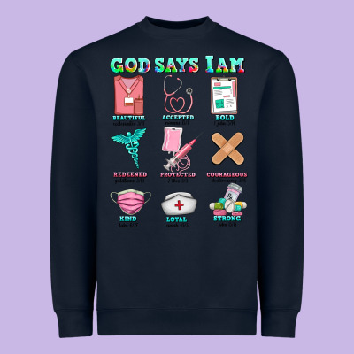 Nurse God Says I Am  Nurse Elements Heavyweight Sweatshirt Designed By Adodesignshop