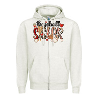 Oatmeal Heather baseball sister Zipper Hoodie - MaliasSmallBusiness