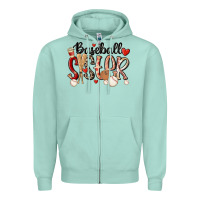Seafoam baseball sister Zipper Hoodie - MaliasSmallBusiness