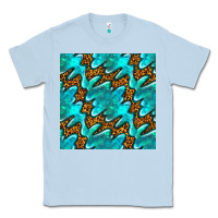 Dusty Blue turquoise leopard seamless pattern Classic Tee - BundleAndBundleShop
