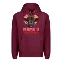 Burgundy mama's sweetheart highland calf Premium Hoodie - RanaPortraitStore