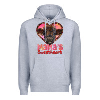 Heather Grey mama's sweetheart highland calf Premium Hoodie - RanaPortraitStore
