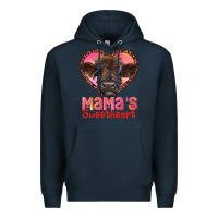 Navy mama's sweetheart highland calf Premium Hoodie - RanaPortraitStore
