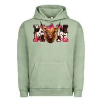 Pigment Oil Green Western Highland Cow mom Urban Hoodie - HowdyJamesFarm