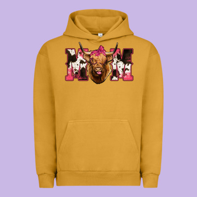 Western Highland Cow Mom Urban Hoodie Designed By Howdyjamesfarm