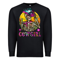 Black Cowgirl Skeleton With Landscape Premium Sweatshirt - BundleAndBundleShop