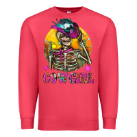 Cardinal Cowgirl Skeleton With Landscape Premium Sweatshirt - BundleAndBundleShop