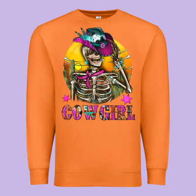 Cowgirl Skeleton With Landscape Premium Sweatshirt Designed By Bundleandbundleshop