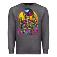 Charcoal Heather Cowgirl Skeleton With Landscape Premium Sweatshirt - BundleAndBundleShop