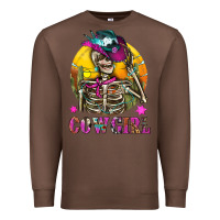 Chestnut Cowgirl Skeleton With Landscape Premium Sweatshirt - BundleAndBundleShop