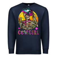 Navy Cowgirl Skeleton With Landscape Premium Sweatshirt - BundleAndBundleShop