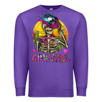 Purple Cowgirl Skeleton With Landscape Premium Sweatshirt - BundleAndBundleShop