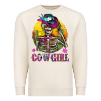 Sandshell Cowgirl Skeleton With Landscape Premium Sweatshirt - BundleAndBundleShop