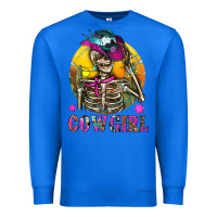 True Royal Cowgirl Skeleton With Landscape Premium Sweatshirt - BundleAndBundleShop