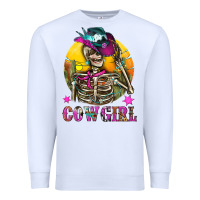 White Cowgirl Skeleton With Landscape Premium Sweatshirt - BundleAndBundleShop
