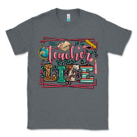 Charcoal Heather Teacher life leopard frame Classic Tee - LillyAllenDesigns