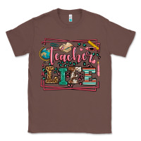 Chestnut Teacher life leopard frame Classic Tee - LillyAllenDesigns