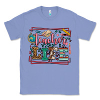 Colony Blue Teacher life leopard frame Classic Tee - LillyAllenDesigns