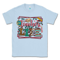 Dusty Blue Teacher life leopard frame Classic Tee - LillyAllenDesigns