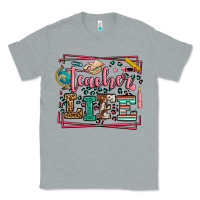 Heather Grey Teacher life leopard frame Classic Tee - LillyAllenDesigns