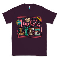Plum Teacher life leopard frame Classic Tee - LillyAllenDesigns