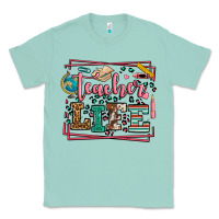 Seafoam Teacher life leopard frame Classic Tee - LillyAllenDesigns