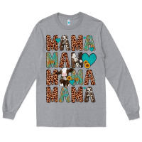 Heather Grey mama mama mama mama Long Sleeve Tee - Artiststas