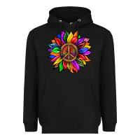 Black Pride LGBTQ+ Sunflower With Peace Heavyweight Hoodie - BundleAndBundleShop
