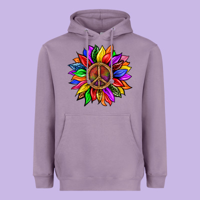 Pride Lgbtq+ Sunflower With Peace Heavyweight Hoodie Designed By Bundleandbundleshop