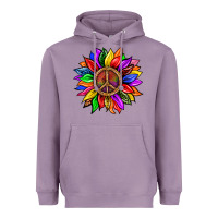 Lavender Pride LGBTQ+ Sunflower With Peace Heavyweight Hoodie - BundleAndBundleShop