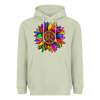 Matcha Pride LGBTQ+ Sunflower With Peace Heavyweight Hoodie - BundleAndBundleShop