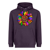 Plum Pride LGBTQ+ Sunflower With Peace Heavyweight Hoodie - BundleAndBundleShop