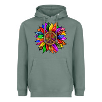 Sage Pride LGBTQ+ Sunflower With Peace Heavyweight Hoodie - BundleAndBundleShop