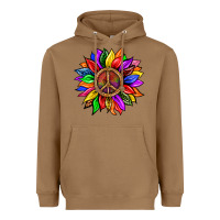 Toasted Coconut Pride LGBTQ+ Sunflower With Peace Heavyweight Hoodie - BundleAndBundleShop