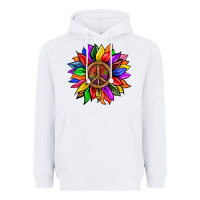 White Pride LGBTQ+ Sunflower With Peace Heavyweight Hoodie - BundleAndBundleShop