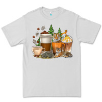 Dove Grey coffee cups tiger with coffee beans Premium Tee - texasbilliewilder