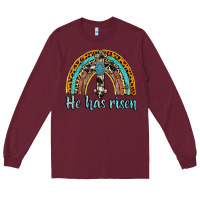 Burgundy he has risen rainbow Long Sleeve Tee - AdoDesignShop