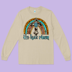 He Has Risen Rainbow Long Sleeve Tee Designed By Adodesignshop