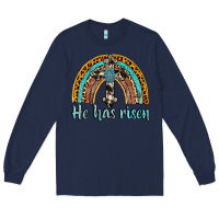 Navy he has risen rainbow Long Sleeve Tee - AdoDesignShop