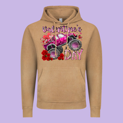 Valentines Day Monster Truck Vintage Hoodie Designed By Racoondesign